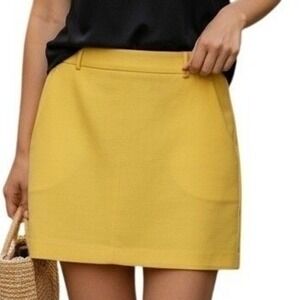 THEORY Butter Yellow Pocketed Wool‎ Mini Skirt EUC Size 6